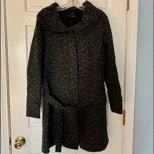 Cynthia Rowley Wool Leopard Print Coat